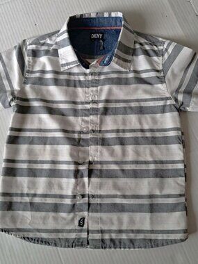 DKNY Toddler Boys Striped Short Sleeve Button-Down Shirt Size 5T